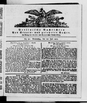 Berlinische Nachrichten von Staats- und gelehrten Sachen vom 07.07.1808