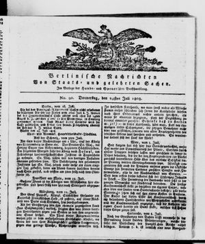 Berlinische Nachrichten von Staats- und gelehrten Sachen on Jul 28, 1808