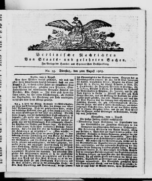 Berlinische Nachrichten von Staats- und gelehrten Sachen vom 09.08.1808