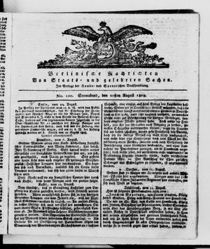 Berlinische Nachrichten von Staats- und gelehrten Sachen vom 20.08.1808