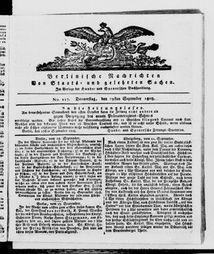 Berlinische Nachrichten von Staats- und gelehrten Sachen vom 29.09.1808