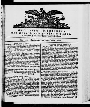 Berlinische Nachrichten von Staats- und gelehrten Sachen vom 08.10.1808