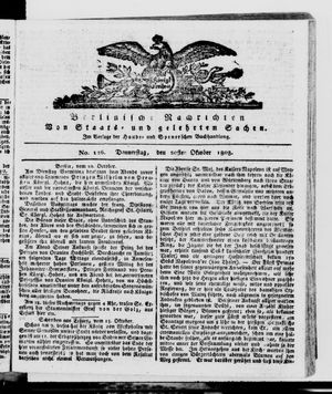 Berlinische Nachrichten von Staats- und gelehrten Sachen on Oct 20, 1808