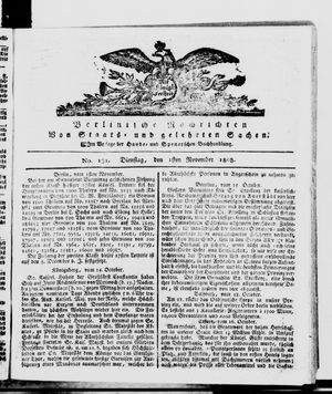 Berlinische Nachrichten von Staats- und gelehrten Sachen vom 01.11.1808