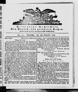 Berlinische Nachrichten von Staats- und gelehrten Sachen vom 03.11.1808