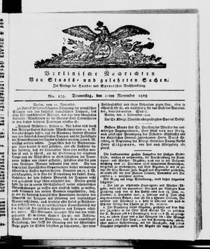 Berlinische Nachrichten von Staats- und gelehrten Sachen vom 10.11.1808