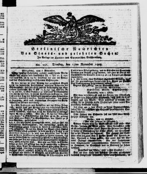 Berlinische Nachrichten von Staats- und gelehrten Sachen vom 15.11.1808
