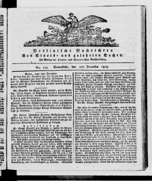 Berlinische Nachrichten von Staats- und gelehrten Sachen vom 03.12.1808