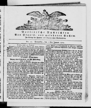 Berlinische Nachrichten von Staats- und gelehrten Sachen vom 26.01.1809