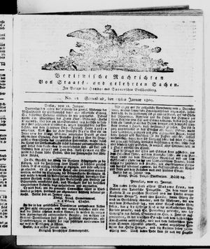 Berlinische Nachrichten von Staats- und gelehrten Sachen vom 28.01.1809