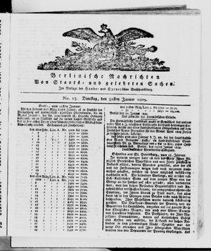 Berlinische Nachrichten von Staats- und gelehrten Sachen vom 31.01.1809