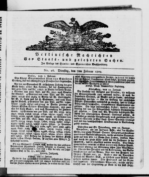 Berlinische Nachrichten von Staats- und gelehrten Sachen vom 07.02.1809