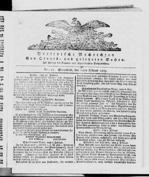 Berlinische Nachrichten von Staats- und gelehrten Sachen on Feb 18, 1809