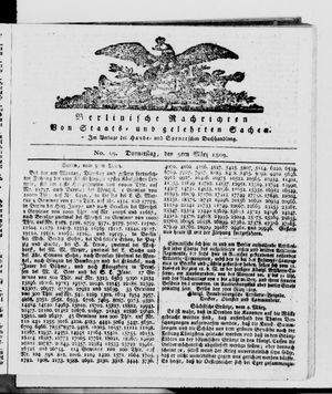 Berlinische Nachrichten von Staats- und gelehrten Sachen on Mar 9, 1809