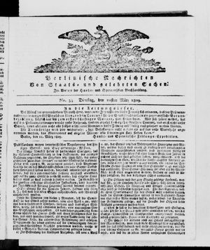 Berlinische Nachrichten von Staats- und gelehrten Sachen vom 21.03.1809