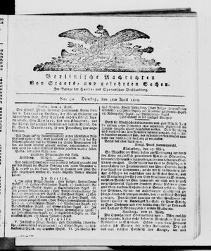 Berlinische Nachrichten von Staats- und gelehrten Sachen vom 04.04.1809