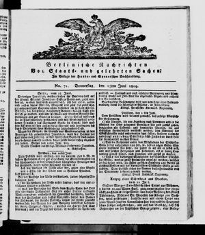Berlinische Nachrichten von Staats- und gelehrten Sachen vom 15.06.1809