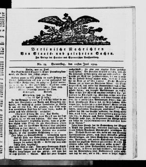 Berlinische Nachrichten von Staats- und gelehrten Sachen vom 22.06.1809