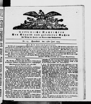 Berlinische Nachrichten von Staats- und gelehrten Sachen vom 24.06.1809
