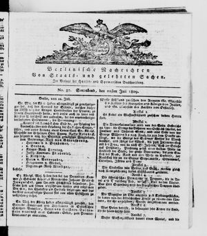 Berlinische Nachrichten von Staats- und gelehrten Sachen vom 22.07.1809