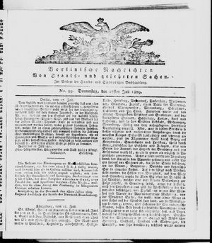 Berlinische Nachrichten von Staats- und gelehrten Sachen vom 27.07.1809