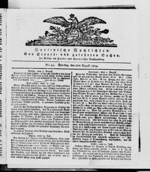 Berlinische Nachrichten von Staats- und gelehrten Sachen vom 08.08.1809