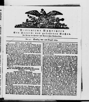 Berlinische Nachrichten von Staats- und gelehrten Sachen vom 15.08.1809