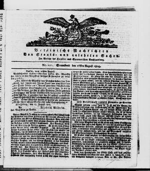 Berlinische Nachrichten von Staats- und gelehrten Sachen vom 26.08.1809