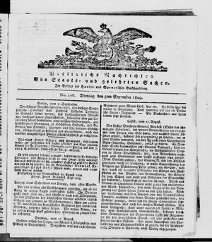 Berlinische Nachrichten von Staats- und gelehrten Sachen vom 05.09.1809