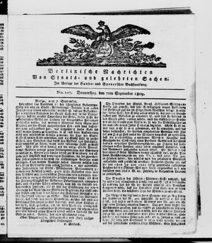 Berlinische Nachrichten von Staats- und gelehrten Sachen vom 07.09.1809