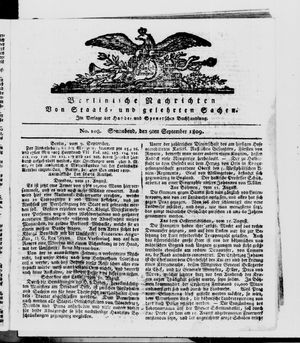 Berlinische Nachrichten von Staats- und gelehrten Sachen vom 09.09.1809