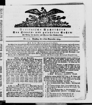 Berlinische Nachrichten von Staats- und gelehrten Sachen vom 26.09.1809