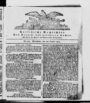 Berlinische Nachrichten von Staats- und gelehrten Sachen vom 07.10.1809