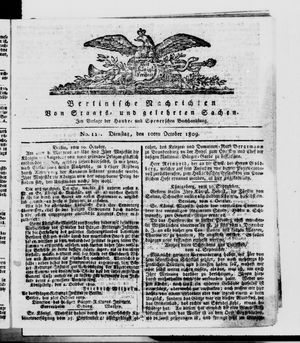 Berlinische Nachrichten von Staats- und gelehrten Sachen vom 10.10.1809