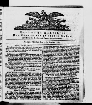Berlinische Nachrichten von Staats- und gelehrten Sachen vom 31.10.1809