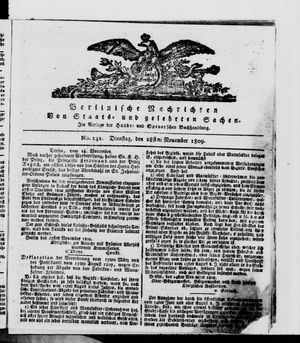 Berlinische Nachrichten von Staats- und gelehrten Sachen on Nov 28, 1809