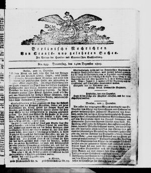 Berlinische Nachrichten von Staats- und gelehrten Sachen vom 14.12.1809