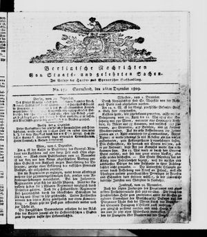 Berlinische Nachrichten von Staats- und gelehrten Sachen vom 16.12.1809