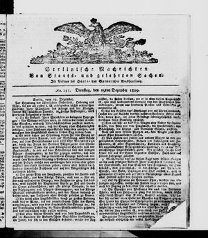 Berlinische Nachrichten von Staats- und gelehrten Sachen vom 19.12.1809