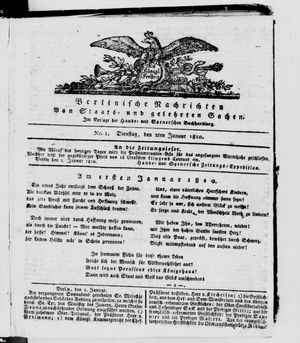 Berlinische Nachrichten von Staats- und gelehrten Sachen vom 02.01.1810