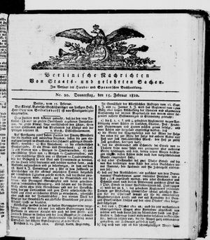 Berlinische Nachrichten von Staats- und gelehrten Sachen vom 15.02.1810
