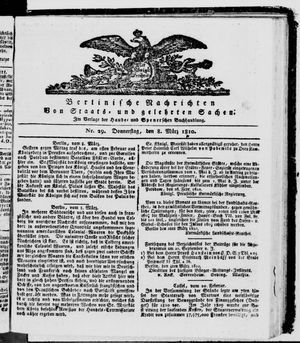 Berlinische Nachrichten von Staats- und gelehrten Sachen vom 08.03.1810