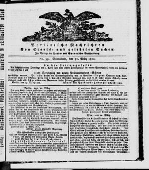 Berlinische Nachrichten von Staats- und gelehrten Sachen vom 31.03.1810