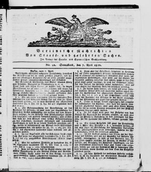 Berlinische Nachrichten von Staats- und gelehrten Sachen vom 07.04.1810