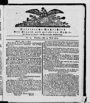 Berlinische Nachrichten von Staats- und gelehrten Sachen vom 24.04.1810