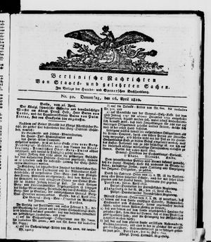 Berlinische Nachrichten von Staats- und gelehrten Sachen vom 26.04.1810