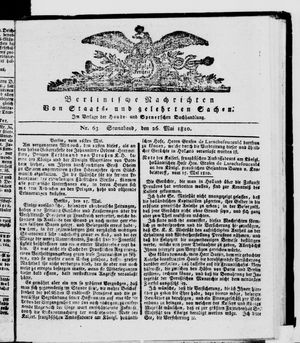 Berlinische Nachrichten von Staats- und gelehrten Sachen vom 26.05.1810