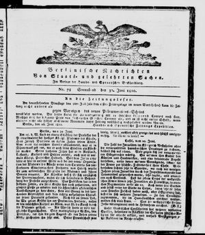 Berlinische Nachrichten von Staats- und gelehrten Sachen vom 30.06.1810