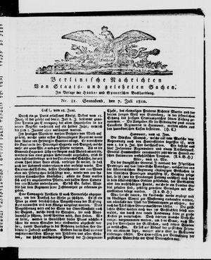 Berlinische Nachrichten von Staats- und gelehrten Sachen vom 07.07.1810