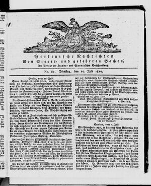 Berlinische Nachrichten von Staats- und gelehrten Sachen vom 10.07.1810